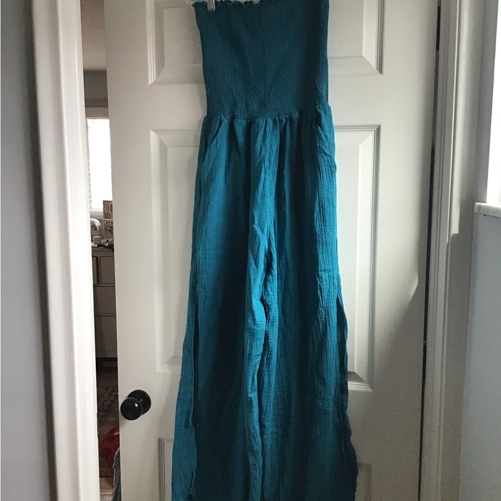 Blue Strapless Ruched Sundress for Prom